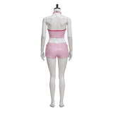Princess Peach Cosplay Costume Super Mario Bros Movie Racing Outfit Pink Leather Becostume