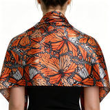 Jane Goodall Cosplay Butterfly Print Sleeveless Cape Shawl Women Orange Wrap Vest Becostume