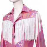 Country Singer Cosplay Country Singer Pink Fringe Cowgirl Suit Western Halloween Outfit with Hat BEcostume