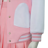 Legally Blonde Elle Woods Replica Cosplay Costume Pink Lapel Baseball Jacket Becostume