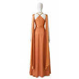 Mon Mothma Cosplay Costume Star Wars Andor Orange Long Dress Full Set Becostume