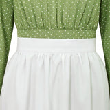 Kids Little House on the Prairie Laura Cosplay Pioneer Dress Green Polka Dot Colonial Costume