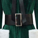 Last Christmas Women's Velvet Dress Christmas Green Santa Costume Outfit Becostume