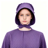 Kids Little House on the Prairie Laura Cosplay Pioneer Purple Dress Polka Dot Colonial Costume