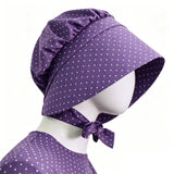 Little House on the Prairie Laura Cosplay Pioneer Purple Dress Polka Dot Colonial Costume Becostume