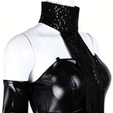 Star Wars Padmé Amidala Black Gown Cosplay Costume with Train Halloweeen Outfit Becostume