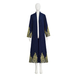 Muslim Women's Open Abaya with Gold Lace Embroidery Cosplay Costume Becostume