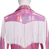 Dolly Parton Cosplay Country Singer Pink Fringe Cowgirl Suit Western Halloween Outfit with Hat
