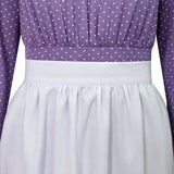 Kids Little House on the Prairie Laura Cosplay Pioneer Purple Dress Polka Dot Colonial Costume