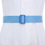 Retro Sailor Collar Midi Dress Women Long Sleeve White Blue Nautical Cosplay Costume Becostume