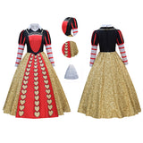 Queen of Hearts Costume Women Deluxe Red Queen Costume Royal Halloween Dress
