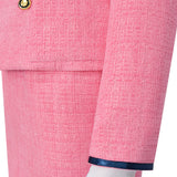 Julia Fox Inspired Jackie Kennedy Cosplay Costume Pink Tweed Suit with Hat Becostume