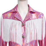 Country Singer Cosplay Country Singer Pink Fringe Cowgirl Suit Western Halloween Outfit with Hat BEcostume