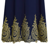 Muslim Women's Open Abaya with Gold Lace Embroidery Cosplay Costume Becostume
