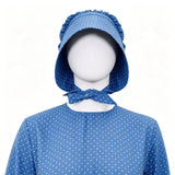 Little House on the Prairie Laura Cosplay Pioneer Blue Dress Polka Dot Colonial Costume Becostume