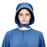 Kids Little House on the Prairie Laura Cosplay Pioneer Blue Dress Polka Dot Colonial Costume