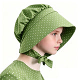 Kids Little House on the Prairie Laura Cosplay Pioneer Dress Green Polka Dot Colonial Costume