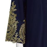 Muslim Women's Open Abaya with Gold Lace Embroidery Cosplay Costume Becostume