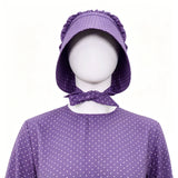 Little House on the Prairie Laura Cosplay Pioneer Purple Dress Polka Dot Colonial Costume Becostume