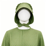 Little House on the Prairie Laura Cosplay Pioneer Dress Green Polka Dot Colonial Costume Becostume