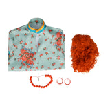 Mrs Roper Cosplay Costume Mint Green Floral Cheongsam Maxi Dress Wig 70s Suit Becostume