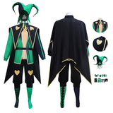 The Freak Circus Harlequin Cosplay Costume Jester Green Halloween Outfit BEcostume