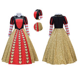 Queen of Hearts Costume Women Deluxe Red Queen Costume Royal Halloween Dress