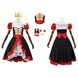 Alice in Wonderland Queen of Hearts Dress Fancy Halloween Woman Kids Outfit Becostume