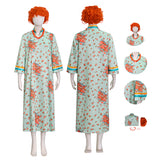 Mrs Roper Cosplay Costume Mint Green Floral Cheongsam Maxi Dress Wig 70s Suit Becostume