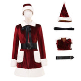 Last Christmas Women's Velvet Dress Christmas Red Santa Costume Outfit Becostume