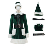 Last Christmas Women's Velvet Dress Christmas Green Santa Costume Outfit Becostume