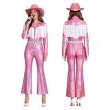 Dolly Parton Cosplay Country Singer Pink Fringe Cowgirl Suit Western Halloween Outfit with Hat