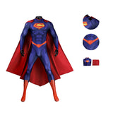 DC The New 52 Superman Clark Kent Superhero Cosplay Costume Print Jumpsuit Cloak Becostume