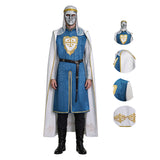 King Baldwin IV Cosplay Costume Kingdom of Heaven Outfit with Mask Blue Halloween Outfit