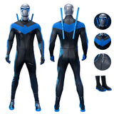 Dick Grayson Nightwing Cosplay Costume Nightwing Leather Jumpsuit Becostume