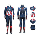 Kids Captain America Brave New World Sam Wilson Cosplay Costume Halloween Suit Becostume