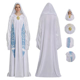 Star Wars Inspired Padme Amidala Cosplay Costume White Hooded Blue Printed Suit Becostume