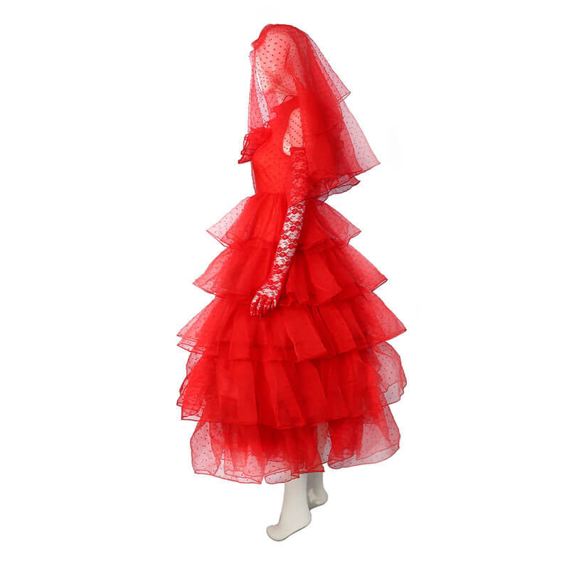 Beetlejuice Lydia Deetz Wedding Dress Beetlejuice Bride Red Dress Woem – Becostume