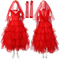 Beetlejuice Lydia Deetz Wedding Dress Beetlejuice Bride Red Dress Woem –  Becostume