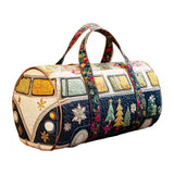 Jolly Journey Quilted Duffie Bag Vintage Floral Print Duffle Bag Gym Sports Travel Bag Becostume
