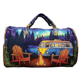 Boho Wildroad Retro Camper Van Quilted Weekender Duffle Bag Mountain Camping Travel Bag