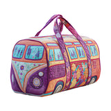 Hippie Van Quilt Duffle Bag  Workout Travel Bag Funny Shopping Work Canvas Bag