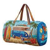 Hippie Bus Quilted Duffie Bag Large Foldable Carry on Travel Bag Canvas Sport Gym Bag