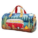 Boho Wildroad Retro Camper Van Quilted Weekender Duffle Bag Mountain Camping Travel Bag