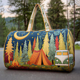 Hippy Van Quilted Duffle Bag Bus Print Airport Duffle Tote Large Canvas Camping Travel Bag