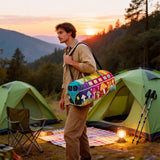 Hippie Van Quilted Duffle Bag Vintage Floral Weekender Overnight Bag Boho Everyday Travel Bag