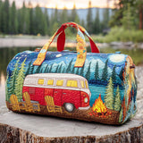 Boho Wildroad Retro Camper Van Quilted Weekender Duffle Bag Mountain Camping Travel Bag