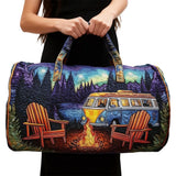 Boho Wildroad Retro Camper Van Quilted Weekender Duffle Bag Mountain Camping Travel Bag