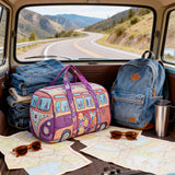 Hippie Van Quilt Duffle Bag  Workout Travel Bag Funny Shopping Work Canvas Bag
