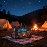 Autumn Camping Quilted Duffle Bag Large Canvas Travel Tote Outdoor Weekender Overnight Bag